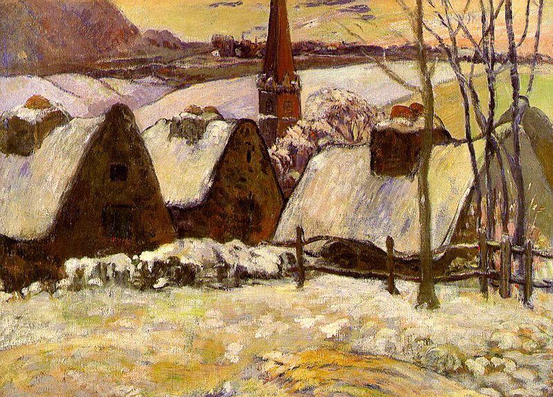 Paul Gauguin Breton Village in the Snow oil painting picture